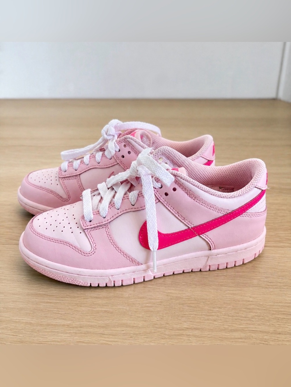 Nike Dunk Pink Low-Top Sneakers with Hot Pink Nike Symbol Size 4.5